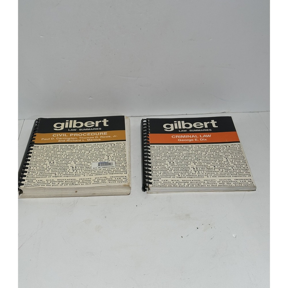 2x Gilbert Law Summaries: Criminal Law + Civil peocedures 1988-89 vintage books